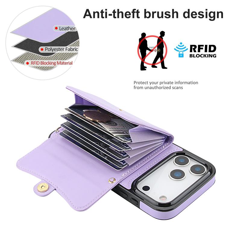 For iPhone 17 Pro Max RFID Card Slot Phone Case with Long Lanyard