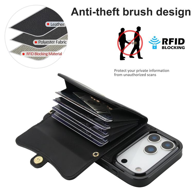 For iPhone 17 Pro RFID Card Slot Phone Case with Long Lanyard