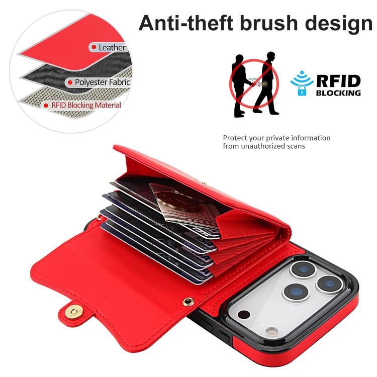 For iPhone 17 Pro RFID Card Slot Phone Case with Long Lanyard