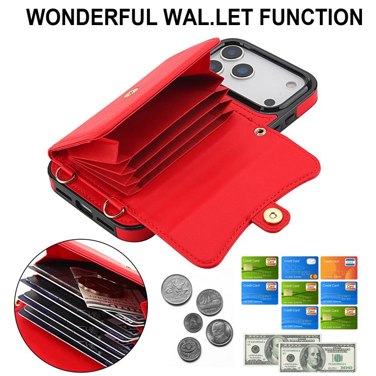 For iPhone 17 Pro RFID Card Slot Phone Case with Long Lanyard