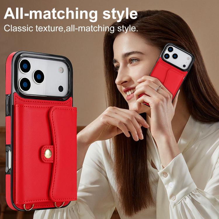For iPhone 17 Pro RFID Card Slot Phone Case with Long Lanyard