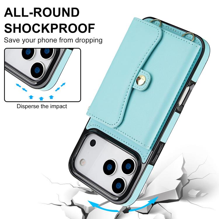 For iPhone 17 Pro RFID Card Slot Phone Case with Long Lanyard