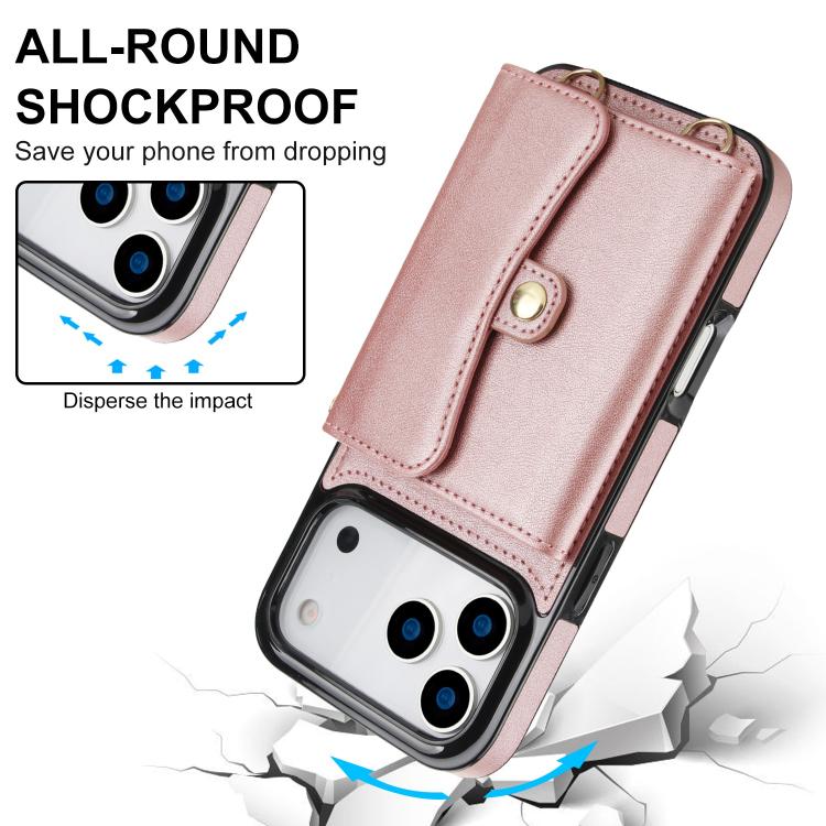 For iPhone 17 Pro RFID Card Slot Phone Case with Long Lanyard