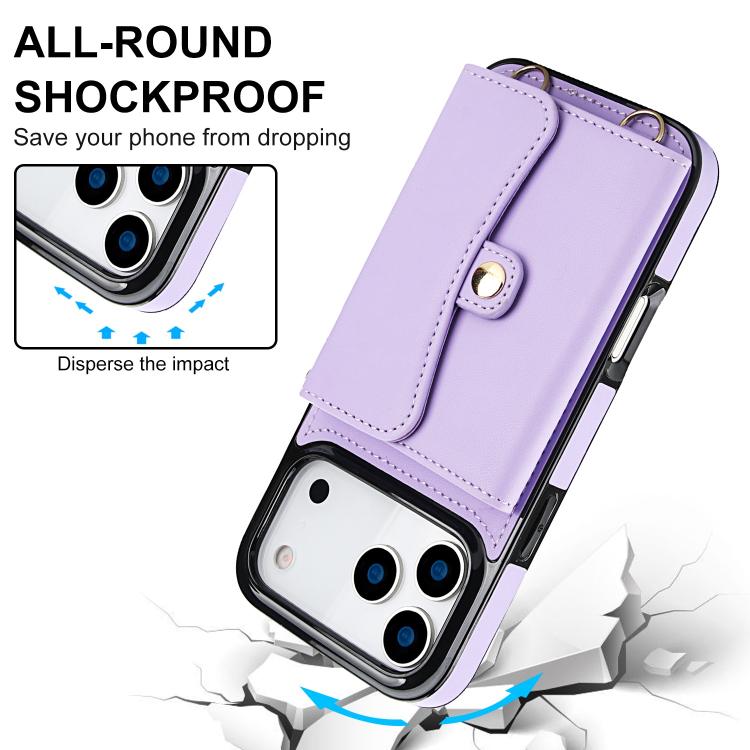 For iPhone 17 Pro RFID Card Slot Phone Case with Long Lanyard