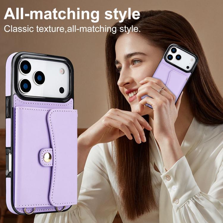 For iPhone 17 Pro RFID Card Slot Phone Case with Long Lanyard