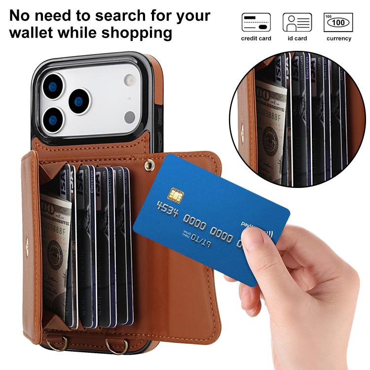 For iPhone 17 Pro RFID Card Slot Phone Case with Long Lanyard