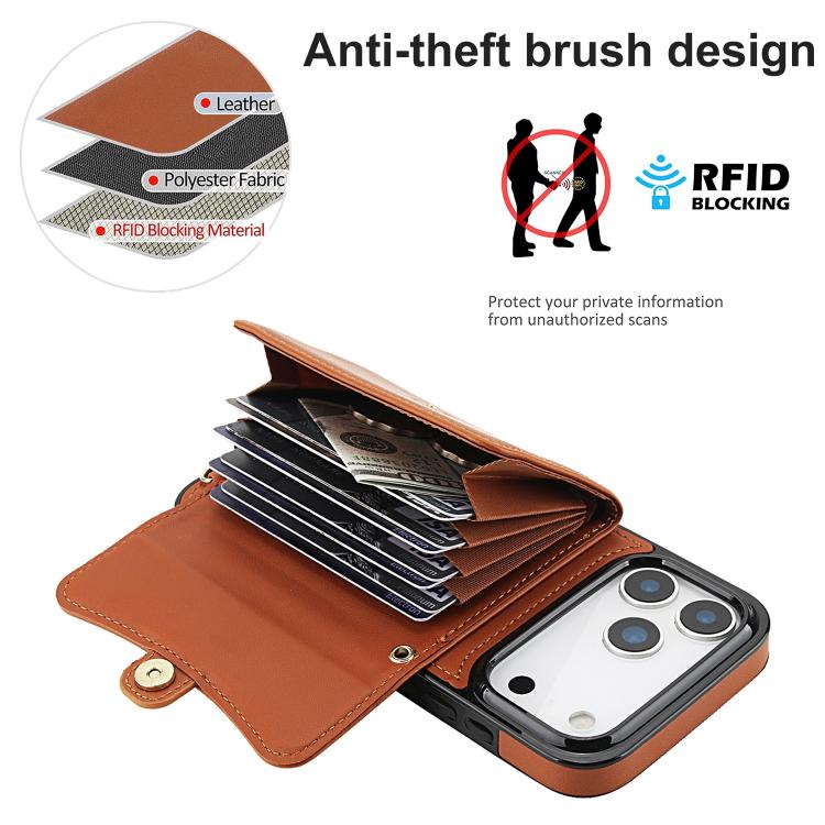 For iPhone 17 Pro RFID Card Slot Phone Case with Long Lanyard