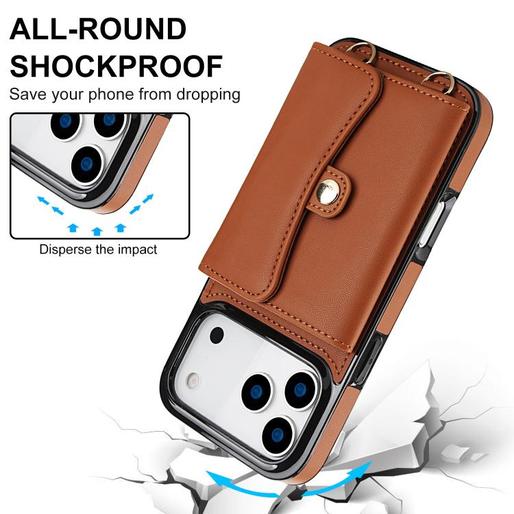 For iPhone 17 Pro RFID Card Slot Phone Case with Long Lanyard