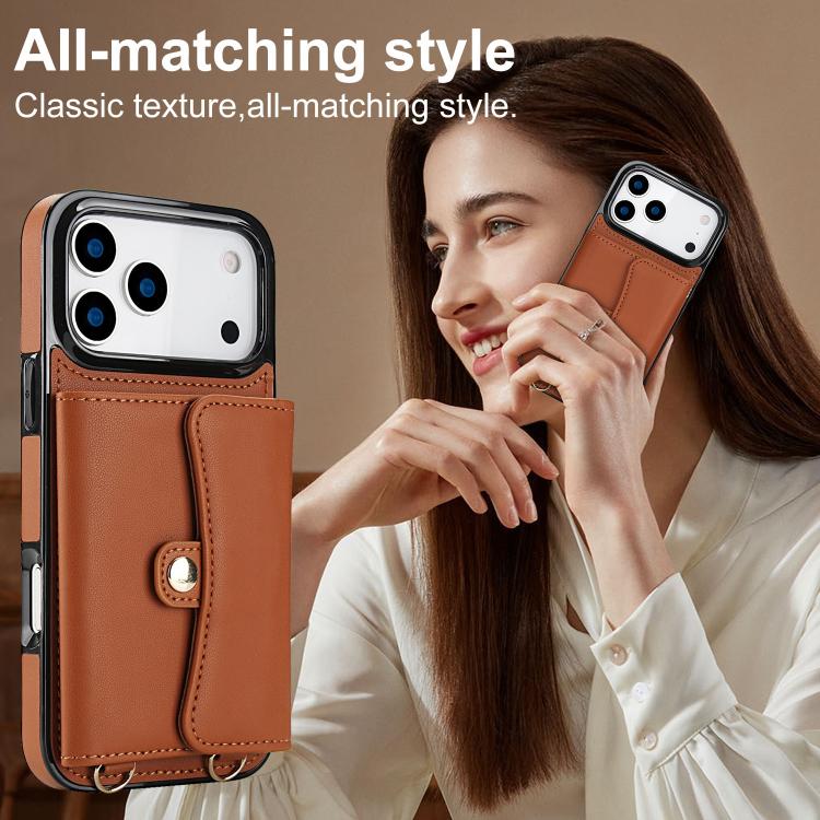For iPhone 17 Pro RFID Card Slot Phone Case with Long Lanyard