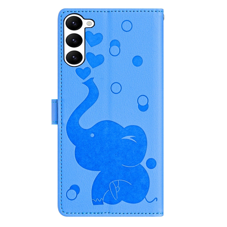 For Samsung Galaxy S23 5G Cartoon Elephant Embossed Leather Phone Case