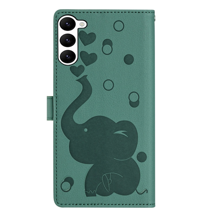 For Samsung Galaxy S23 5G Cartoon Elephant Embossed Leather Phone Case
