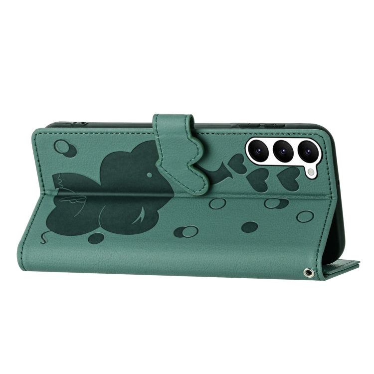 For Samsung Galaxy S23 5G Cartoon Elephant Embossed Leather Phone Case