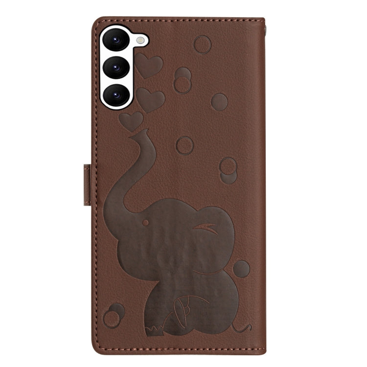 For Samsung Galaxy S23 5G Cartoon Elephant Embossed Leather Phone Case