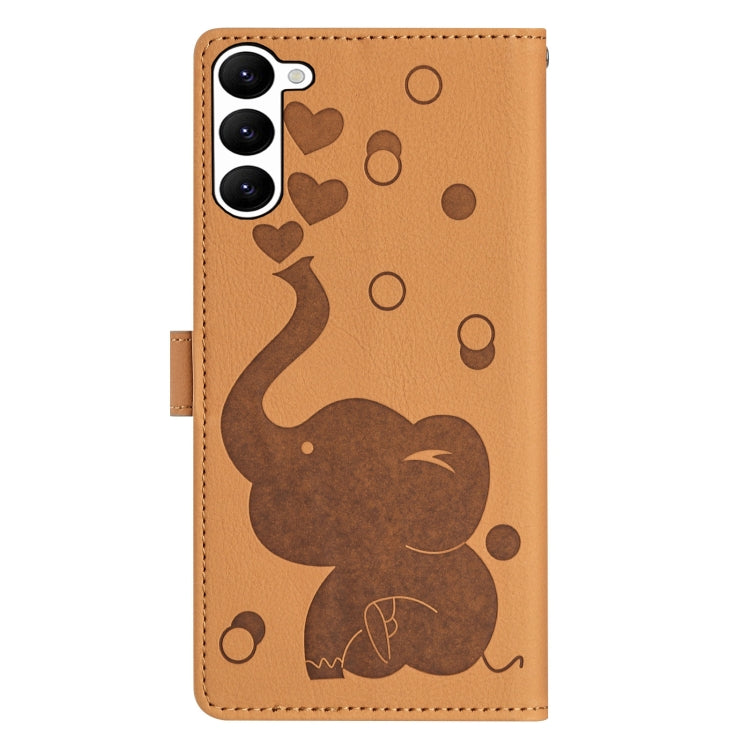For Samsung Galaxy S23 5G Cartoon Elephant Embossed Leather Phone Case