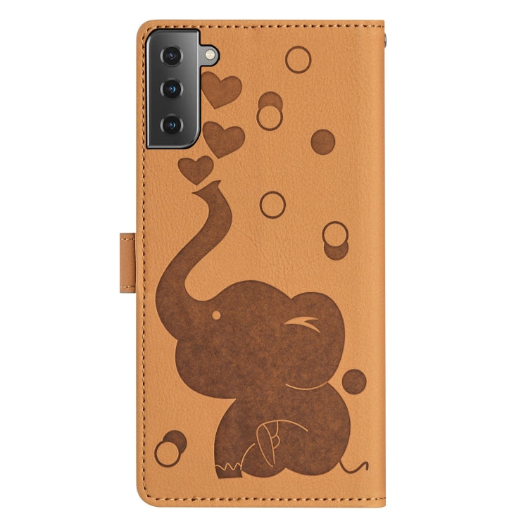For Samsung Galaxy S22+ 5G Cartoon Elephant Embossed Leather Phone Case