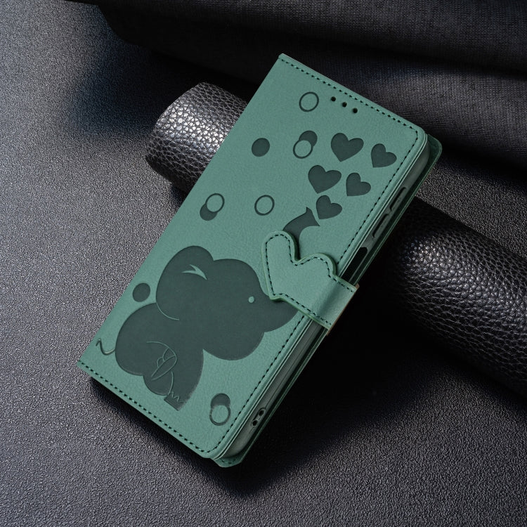 For Samsung Galaxy S21 5G Cartoon Elephant Embossed Leather Phone Case