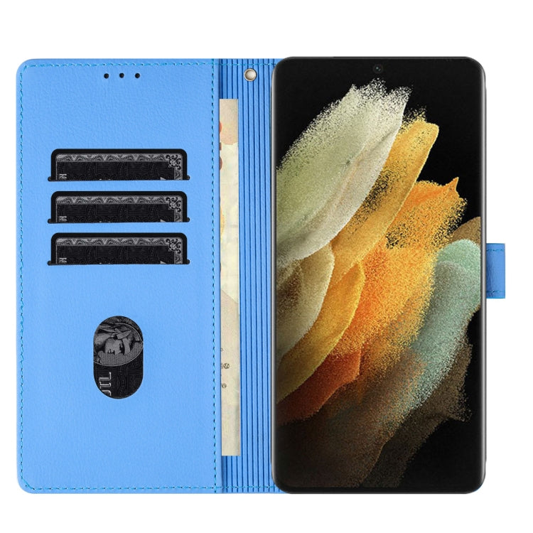 For Samsung Galaxy S21 Ultra 5G Cartoon Elephant Embossed Leather Phone Case