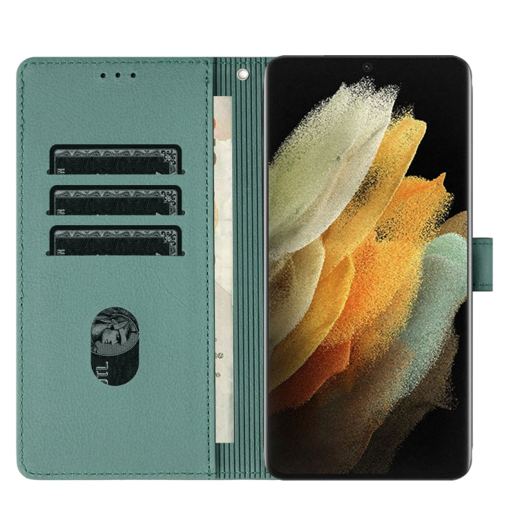 For Samsung Galaxy S21 Ultra 5G Cartoon Elephant Embossed Leather Phone Case