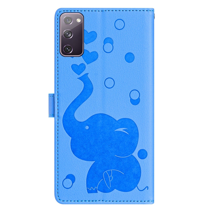 For Samsung Galaxy S20 FE Cartoon Elephant Embossed Leather Phone Case