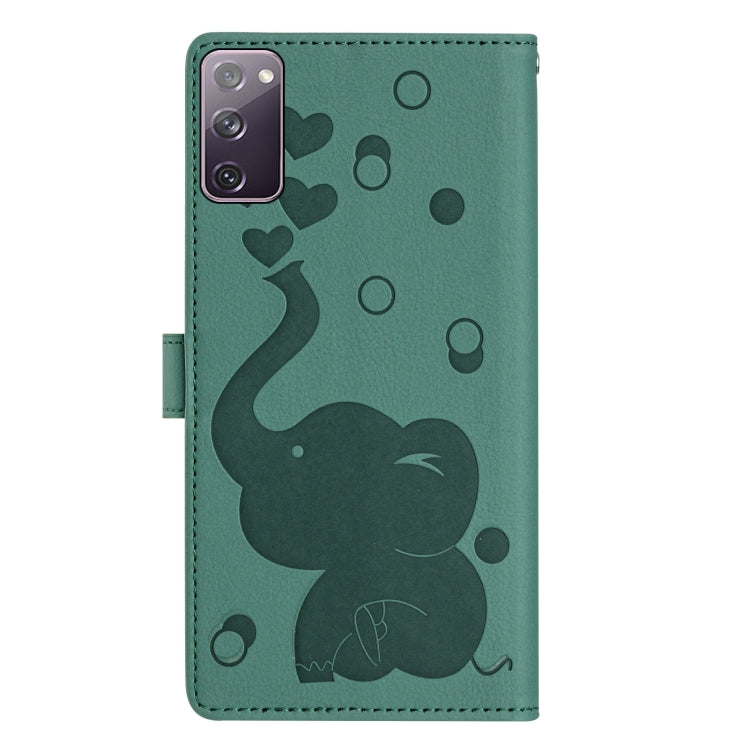 For Samsung Galaxy S20 FE Cartoon Elephant Embossed Leather Phone Case