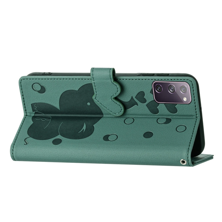 For Samsung Galaxy S20 FE Cartoon Elephant Embossed Leather Phone Case