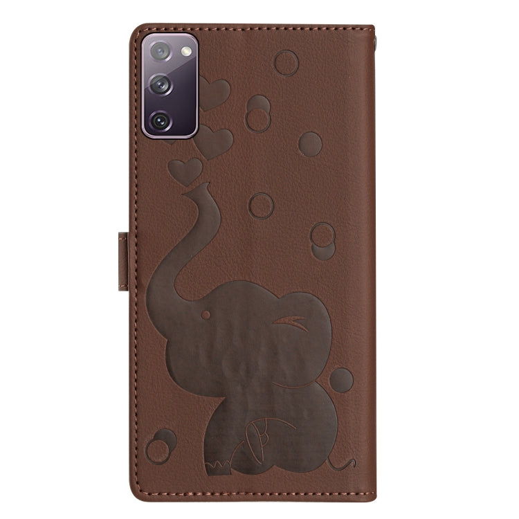 For Samsung Galaxy S20 FE Cartoon Elephant Embossed Leather Phone Case