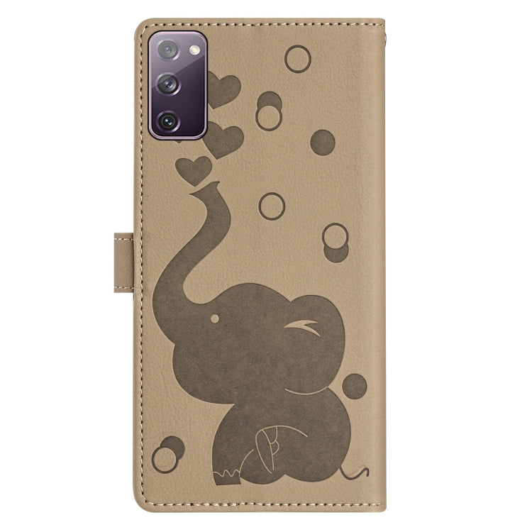 For Samsung Galaxy S20 FE Cartoon Elephant Embossed Leather Phone Case