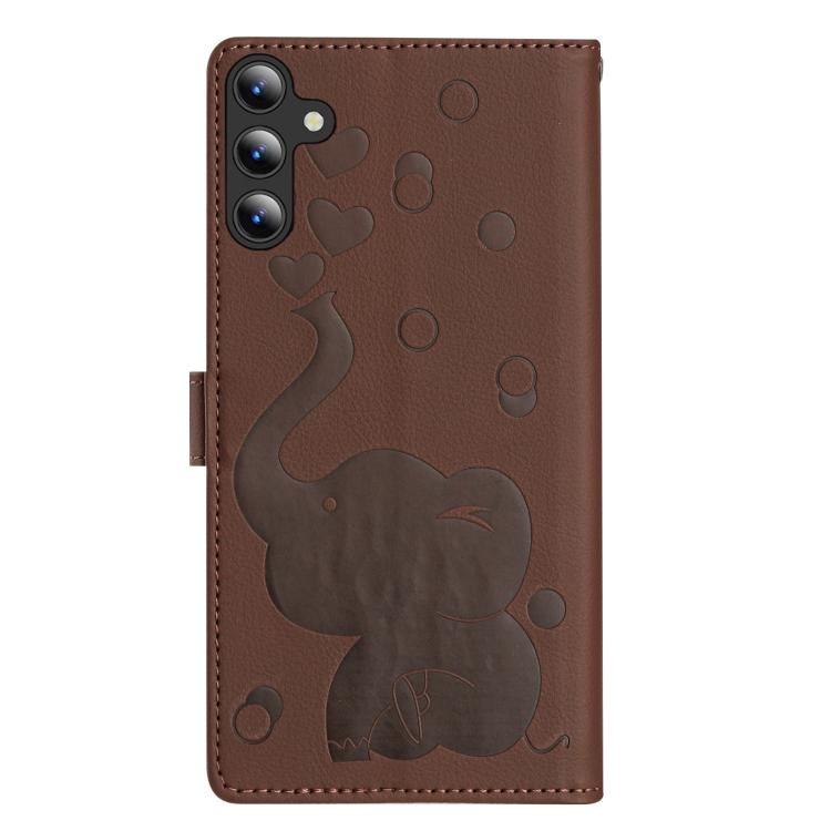 For Samsung Galaxy S25 FE 5G Cartoon Elephant Embossed Leather Phone Case