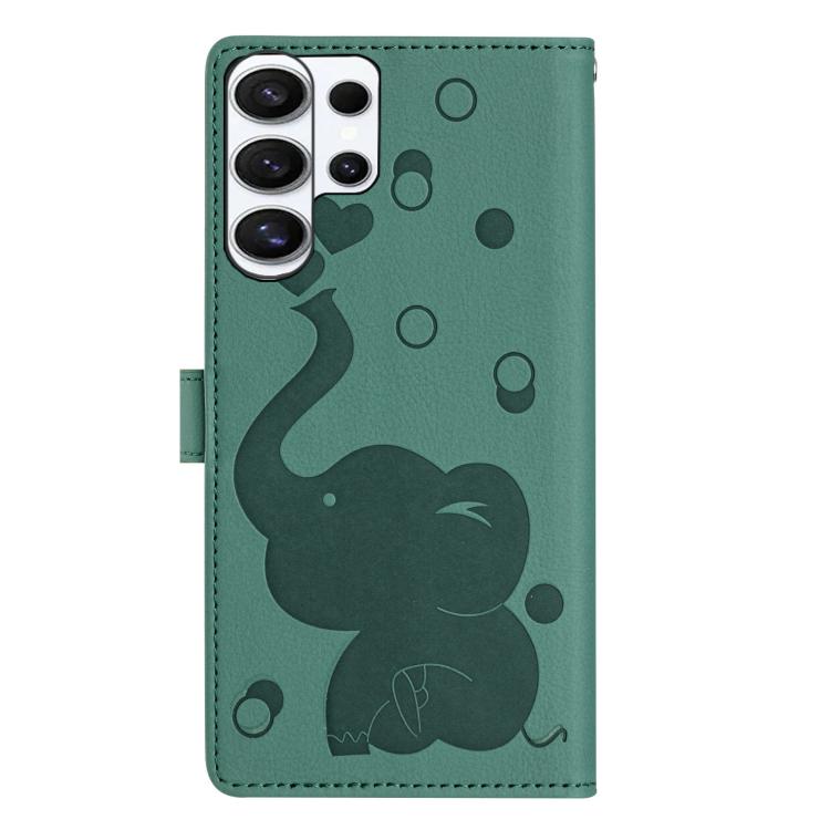 For Samsung Galaxy S26 Ultra 5G Cartoon Elephant Embossed Leather Phone Case