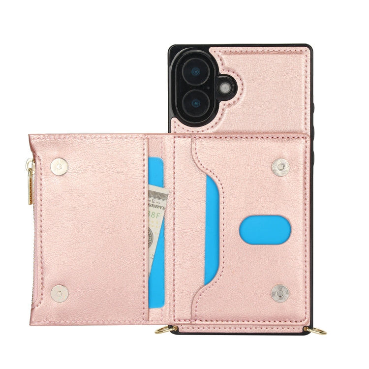 For iPhone 16 Square Zipper Wallet Bag TPU+PU Back Cover Case