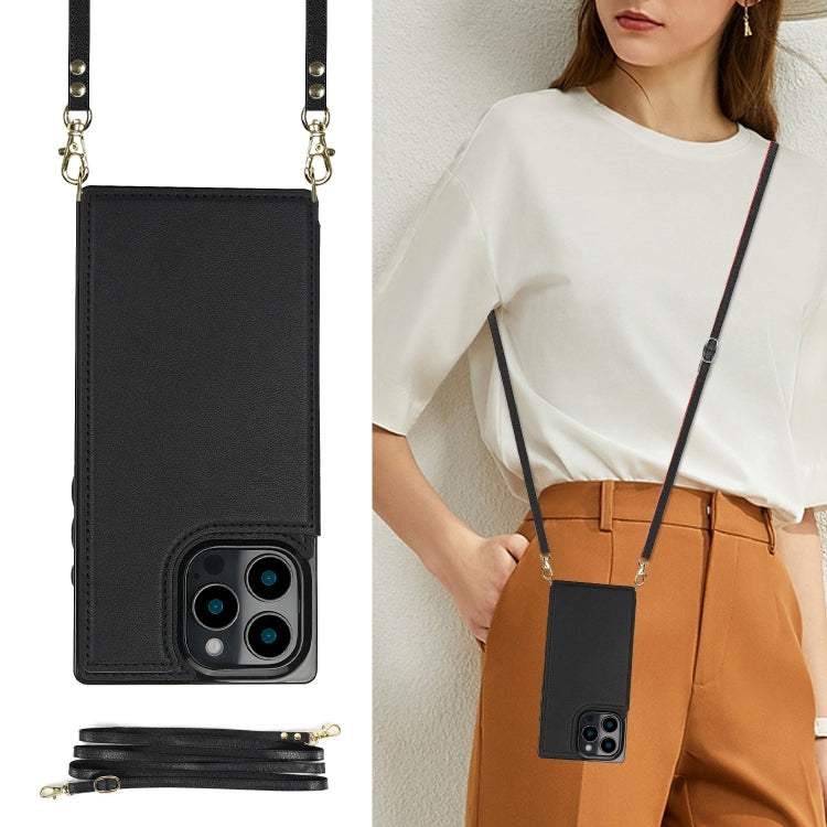 For iPhone 16 Pro Cross-body Square Dual-Buckle Card Flip Wallet Phone Case