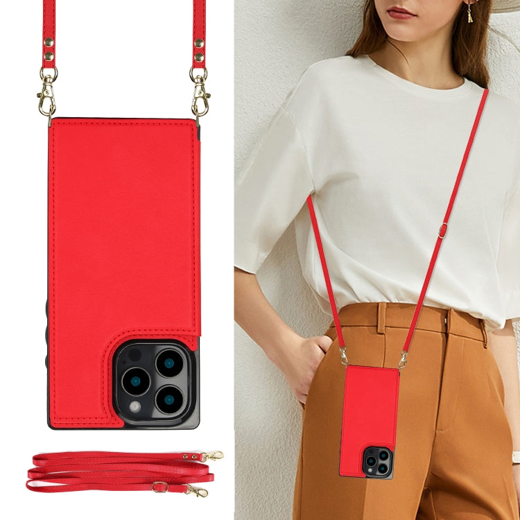 For iPhone 16 Pro Cross-body Square Dual-Buckle Card Flip Wallet Phone Case