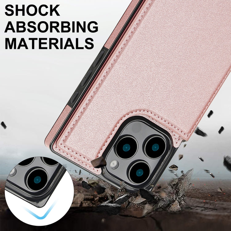 For iPhone 16 Pro Cross-body Square Dual-Buckle Card Flip Wallet Phone Case
