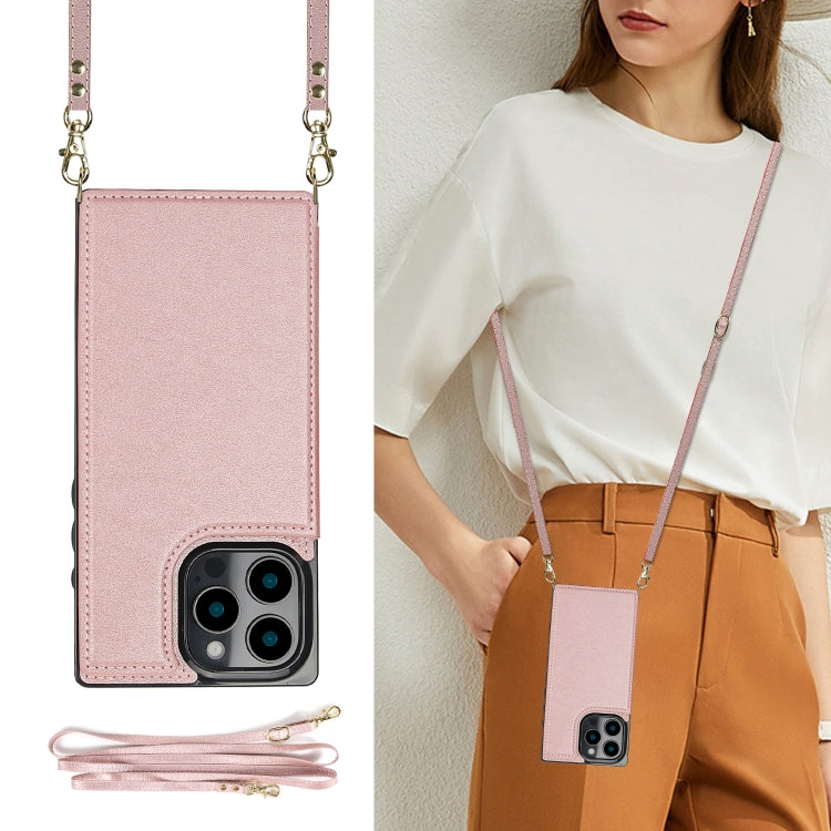 For iPhone 16 Pro Cross-body Square Dual-Buckle Card Flip Wallet Phone Case