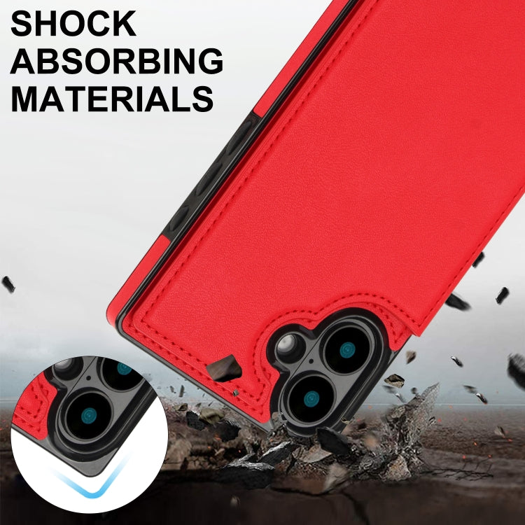For iPhone 16 Plus Cross-body Square Dual-Buckle Card Flip Wallet Phone Case