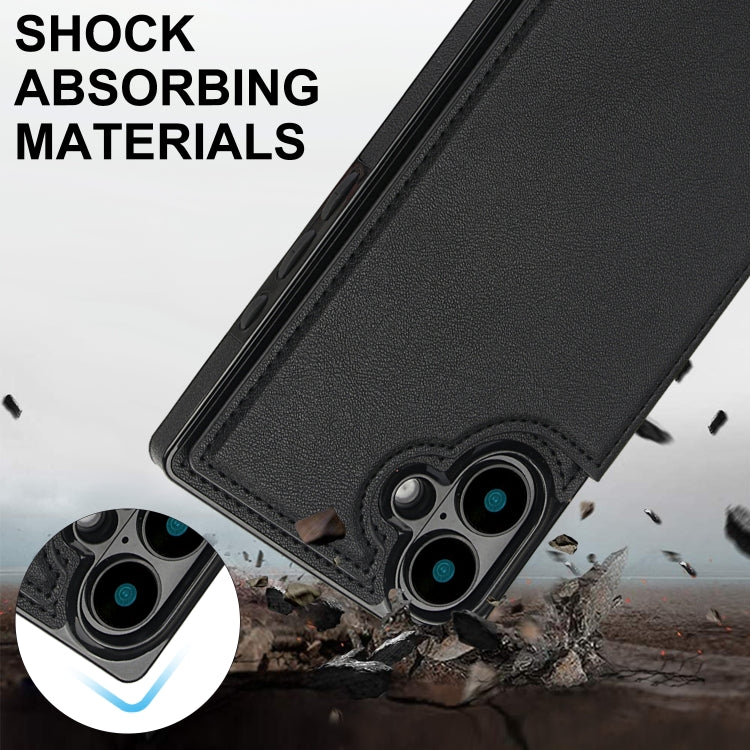 For iPhone 16 Cross-body Square Dual-Buckle Card Flip Wallet Phone Case