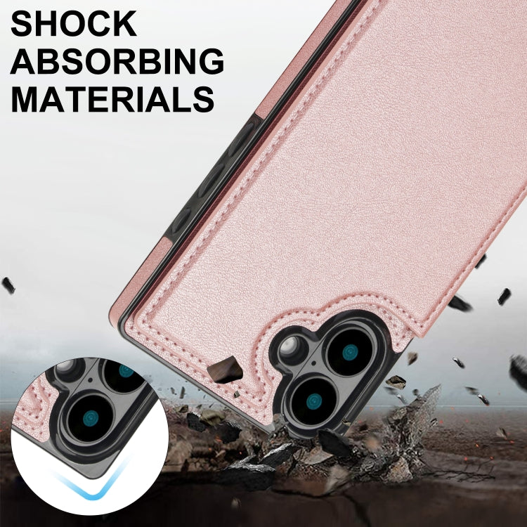 For iPhone 16 Cross-body Square Dual-Buckle Card Flip Wallet Phone Case