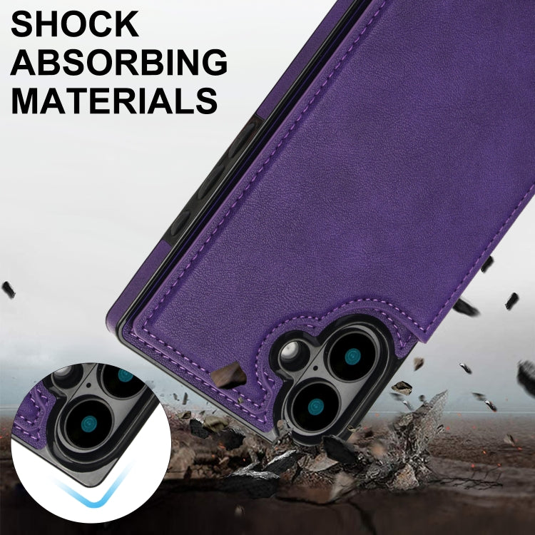 For iPhone 16 Cross-body Square Dual-Buckle Card Flip Wallet Phone Case