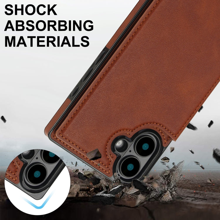 For iPhone 16 Cross-body Square Dual-Buckle Card Flip Wallet Phone Case