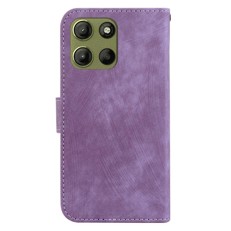 For Motorola Moto G15 Little Tiger Embossed Leather Phone Case