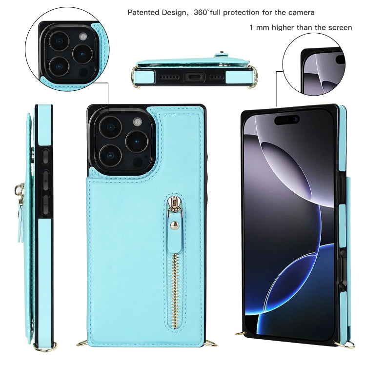 For iPhone 16 Pro Max Cross-body Zipper Square Phone Case