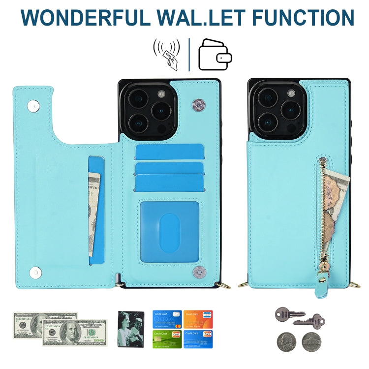 For iPhone 16 Pro Max Cross-body Zipper Square Phone Case