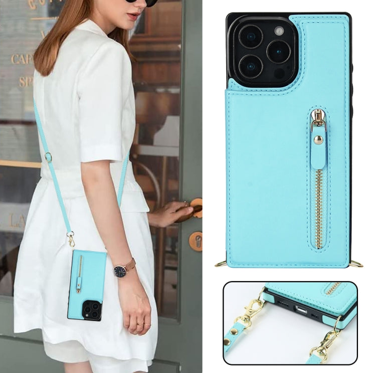 For iPhone 16 Pro Max Cross-body Zipper Square Phone Case