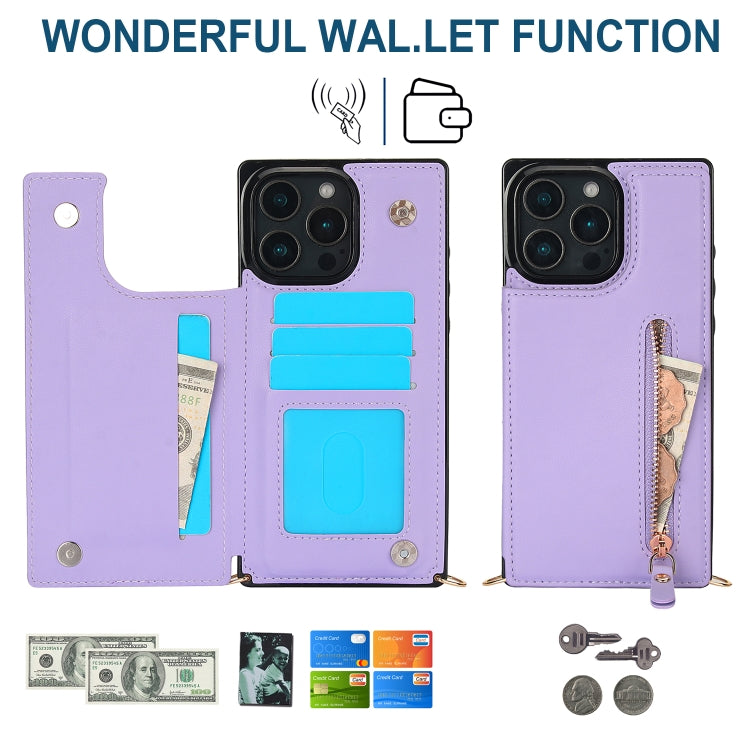 For iPhone 16 Pro Max Cross-body Zipper Square Phone Case