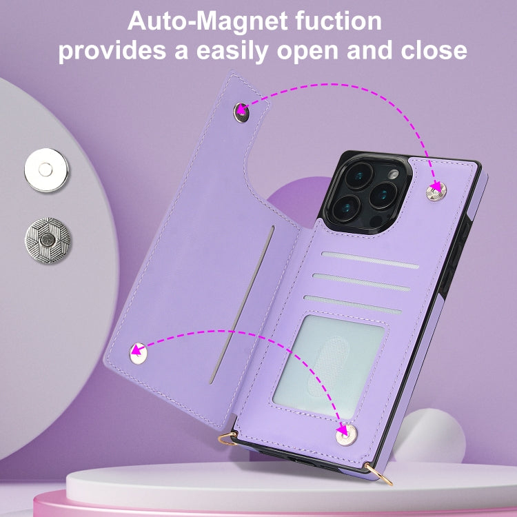 For iPhone 16 Pro Max Cross-body Zipper Square Phone Case
