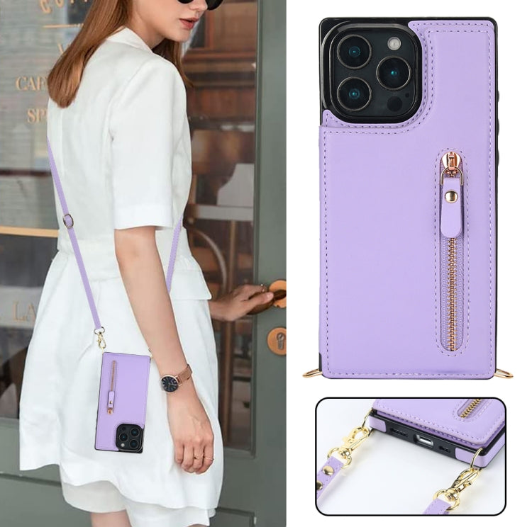 For iPhone 16 Pro Max Cross-body Zipper Square Phone Case