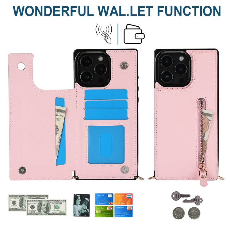 For iPhone 16 Pro Max Cross-body Zipper Square Phone Case