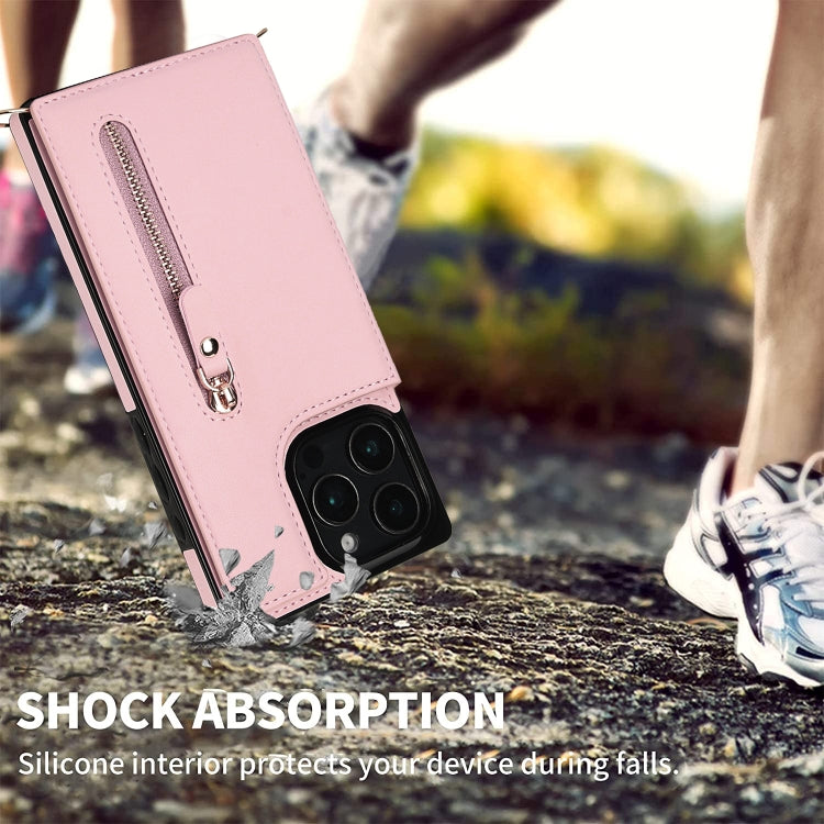 For iPhone 16 Pro Max Cross-body Zipper Square Phone Case