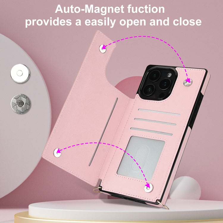 For iPhone 16 Pro Max Cross-body Zipper Square Phone Case