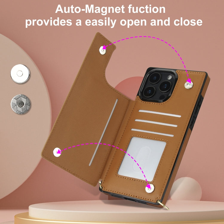 For iPhone 16 Pro Max Cross-body Zipper Square Phone Case